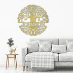 Fancy Tree of Life Monogram Personalized Metal Art Wall Sign