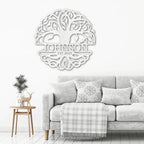 Fancy Tree of Life Monogram Personalized Metal Art Wall Sign
