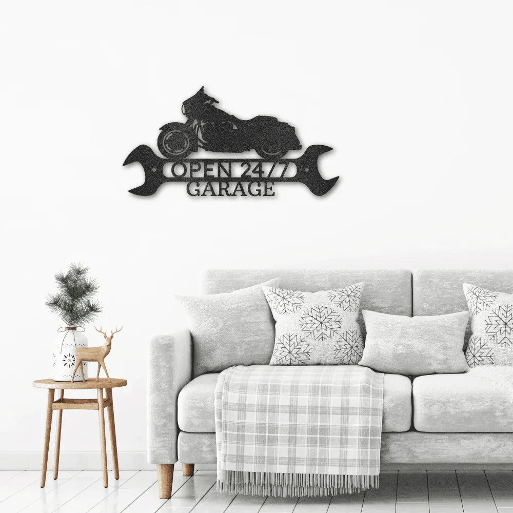 Personalized Motorcycle Indoor Outdoor Steel Wall Sign Art