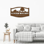 Farm Scene Custom Name Indoor Outdoor Monogram Steel Wall Sign