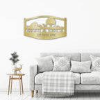 Farm Scene Custom Name Indoor Outdoor Monogram Steel Wall Sign