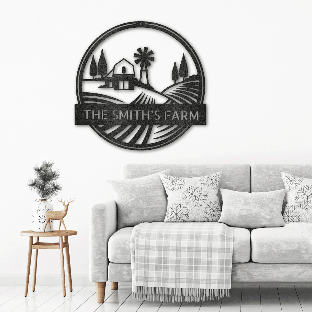 Farm Scene Custom Name Steel Wall Sign Metal Art - Mallard Moon Gift Shop