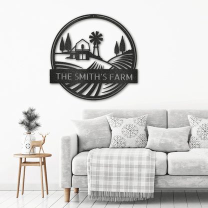 Farm Scene Custom Name Steel Wall Sign Metal Art - Mallard Moon Gift Shop