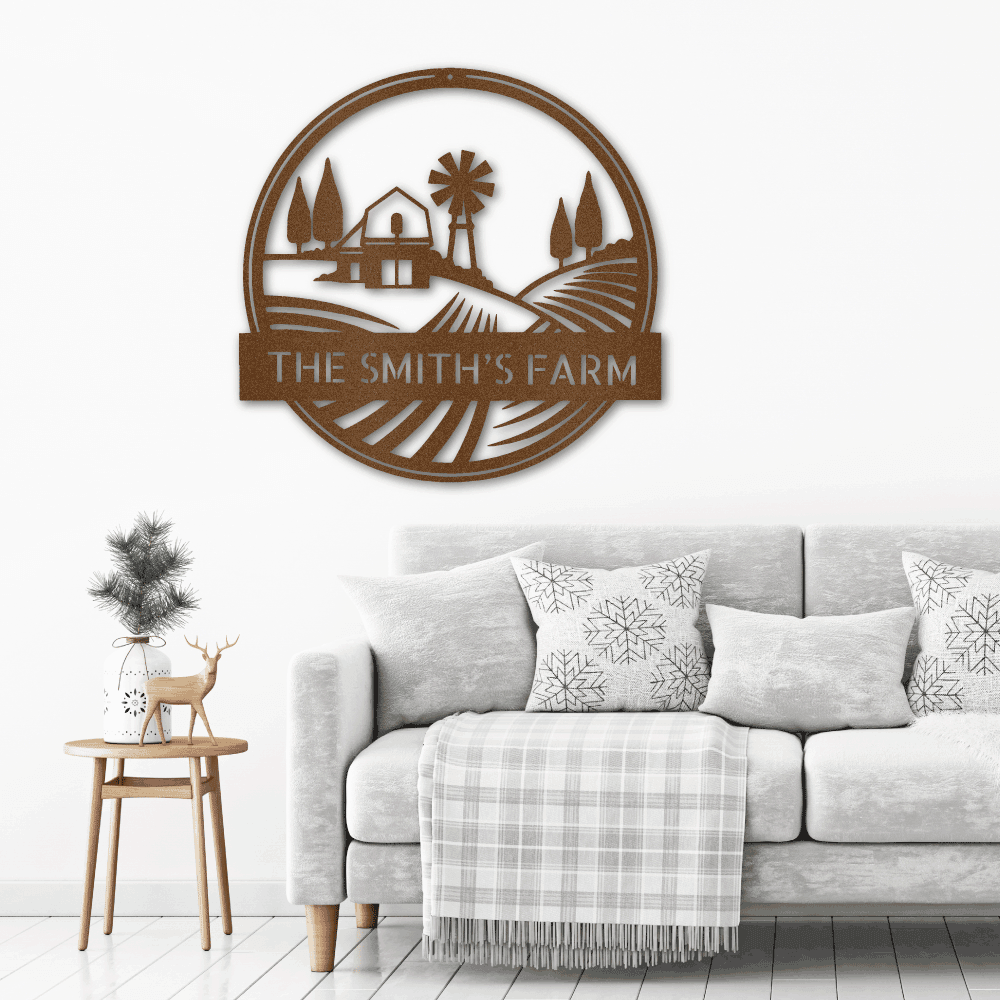 Farm Scene Custom Name Steel Wall Sign Metal Art - Mallard Moon Gift Shop