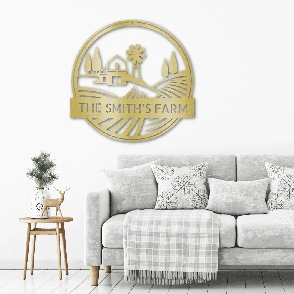 Farm Scene Custom Name Steel Wall Sign Metal Art