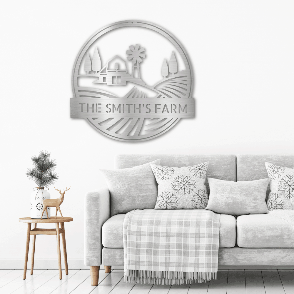 Farm Scene Custom Name Steel Wall Sign Metal Art - Mallard Moon Gift Shop