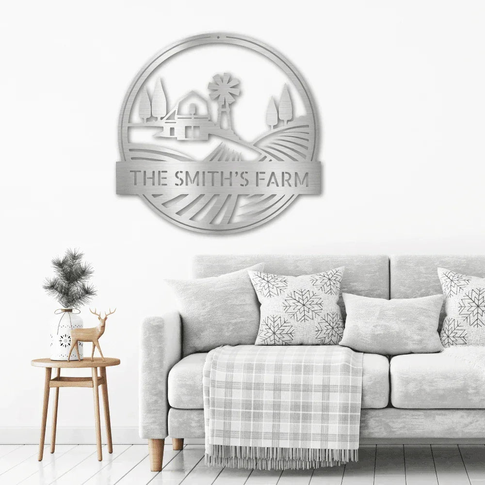 Farm Scene Custom Name Steel Wall Sign Metal Art