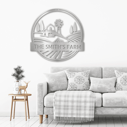 Farm Scene Custom Name Steel Wall Sign Metal Art - Mallard Moon Gift Shop
