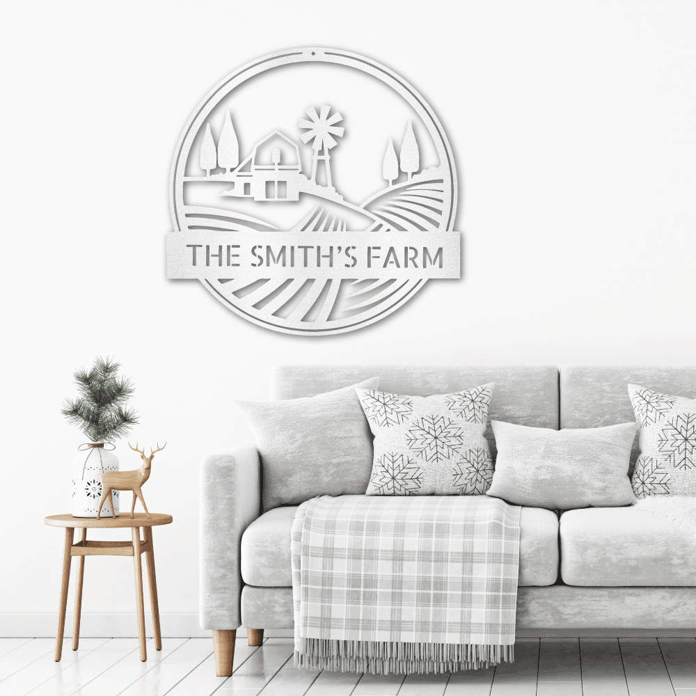 Farm Scene Custom Name Steel Wall Sign Metal Art - Mallard Moon Gift Shop