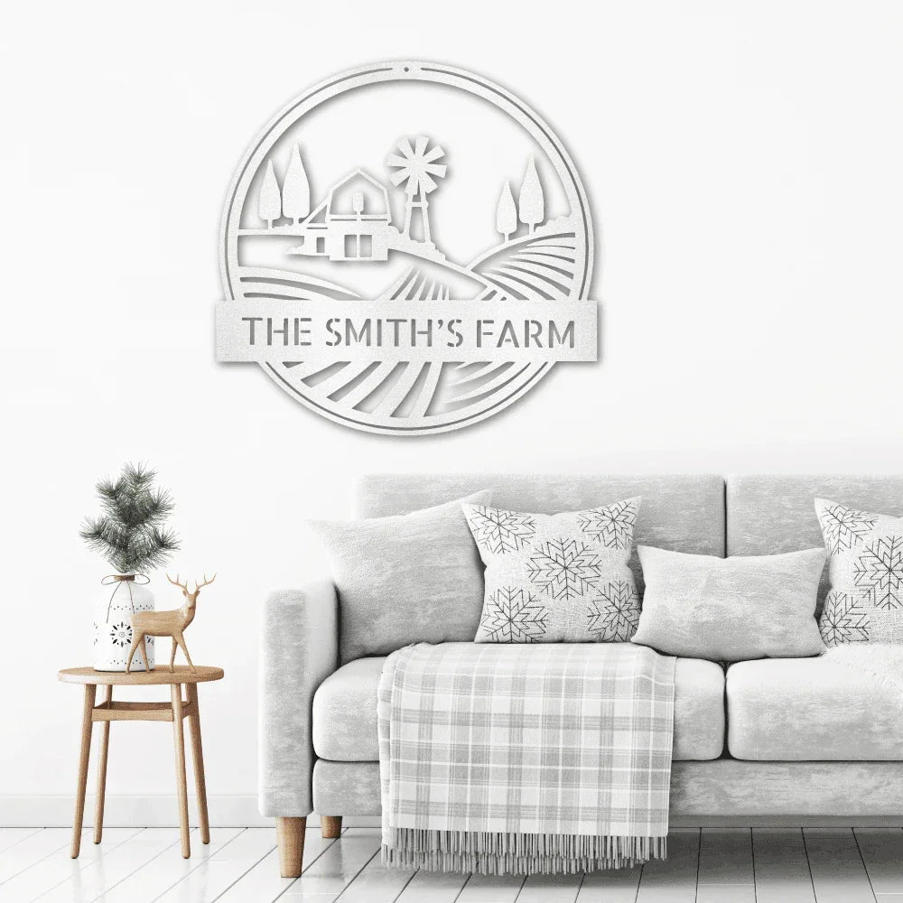 Farm Scene Custom Name Steel Wall Sign Metal Art