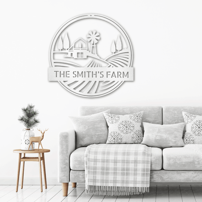 Farm Scene Custom Name Steel Wall Sign Metal Art - Mallard Moon Gift Shop