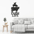 Farm Life Animals Cow Pig Chicken Indoor Outdoor Steel Wall Sign Metal Art