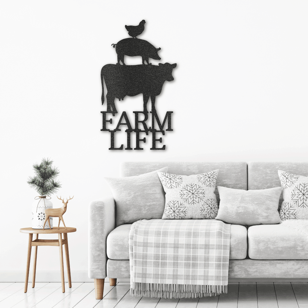 Farm Life Animals Cow Pig Chicken Indoor Outdoor Steel Wall Sign Metal Art - Mallard Moon Gift Shop