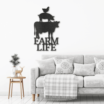 Farm Life Animals Cow Pig Chicken Indoor Outdoor Steel Wall Sign Metal Art - Mallard Moon Gift Shop
