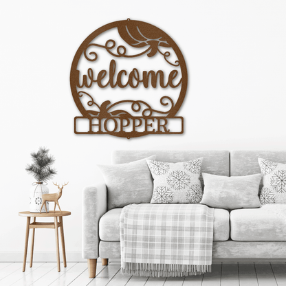 Welcome Fall Custom Monogram Indoor Outdoor Steel Wall Sign - Mallard Moon Gift Shop