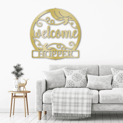 Welcome Fall Custom Monogram Indoor Outdoor Steel Wall Sign - Mallard Moon Gift Shop