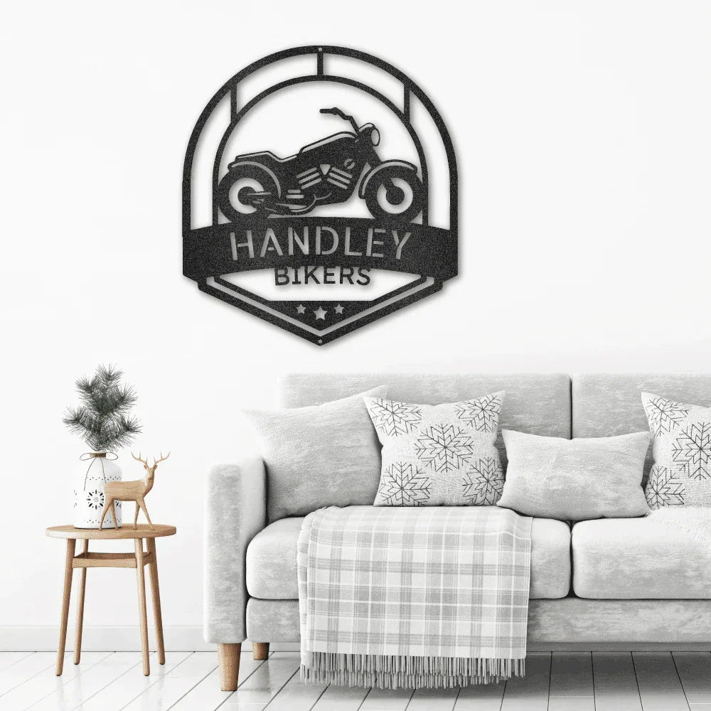 Motorcycle Biker Custom Name Steel Wall Sign Metal Art