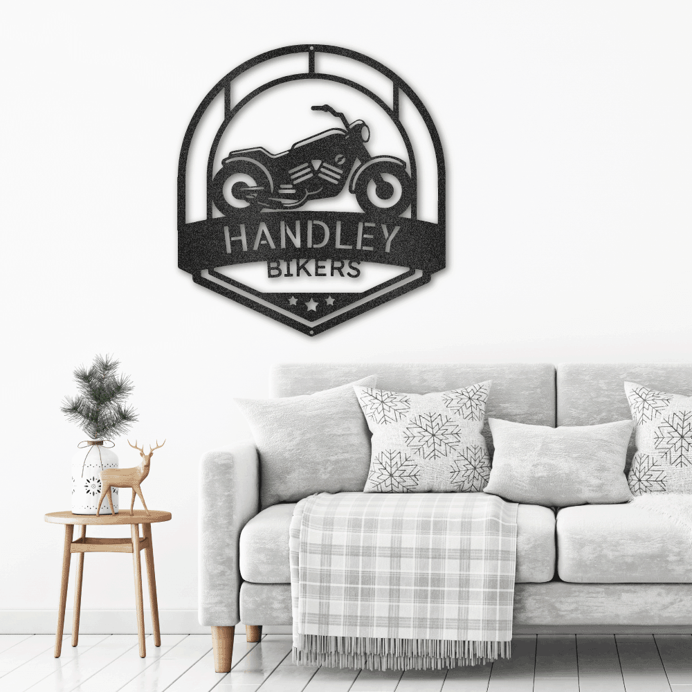 Motorcycle Biker Custom Name Steel Wall Sign Metal Art - Mallard Moon Gift Shop