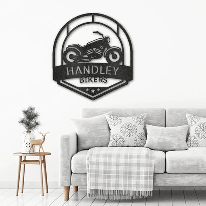 Motorcycle Biker Custom Name Steel Wall Sign Metal Art - Mallard Moon Gift Shop