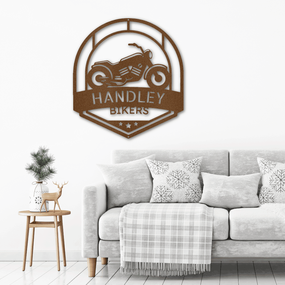Motorcycle Biker Custom Name Steel Wall Sign Metal Art - Mallard Moon Gift Shop