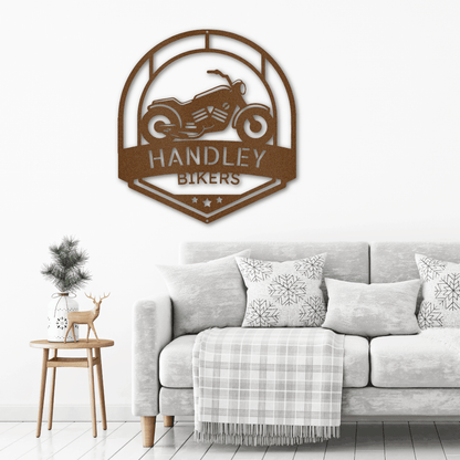 Motorcycle Biker Custom Name Steel Wall Sign Metal Art - Mallard Moon Gift Shop
