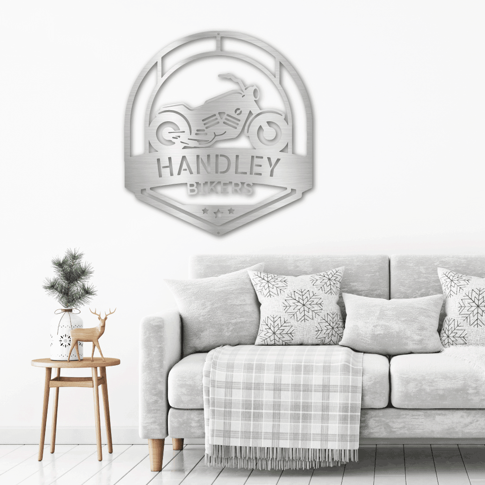Motorcycle Biker Custom Name Steel Wall Sign Metal Art - Mallard Moon Gift Shop