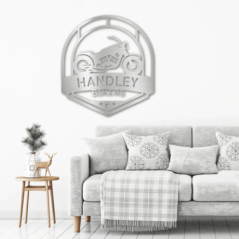 Motorcycle Biker Custom Name Steel Wall Sign Metal Art