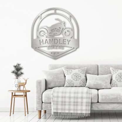 Motorcycle Biker Custom Name Steel Wall Sign Metal Art - Mallard Moon Gift Shop