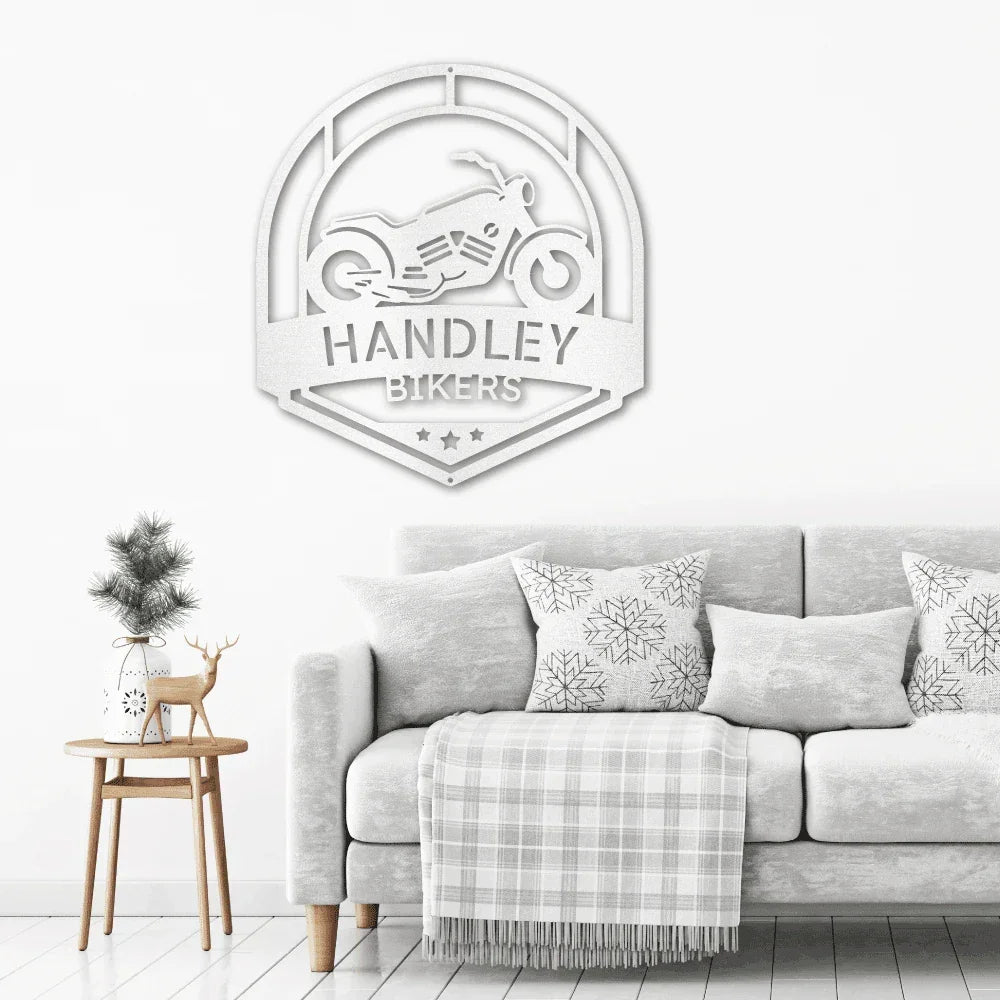 Motorcycle Biker Custom Name Steel Wall Sign Metal Art