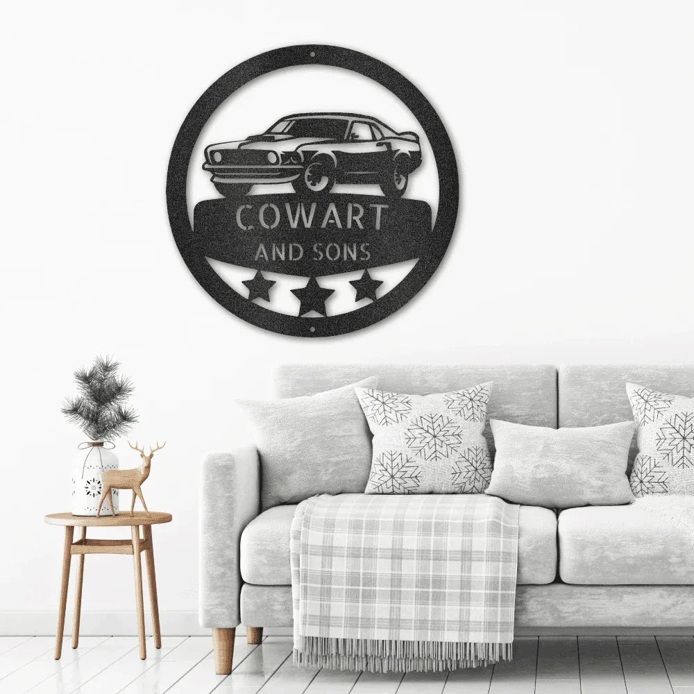 Classic Sports Car Personalized Garage Workshop Man Cave Steel Wall Sign