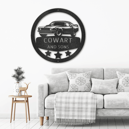 Classic Sports Car Personalized Garage Workshop Man Cave Steel Wall Sign - Mallard Moon Gift Shop