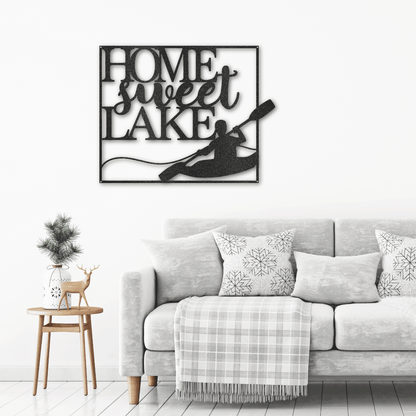 Kayaking Home Sweet Lake Indoor Outdoor Steel Wall Sign - Mallard Moon Gift Shop