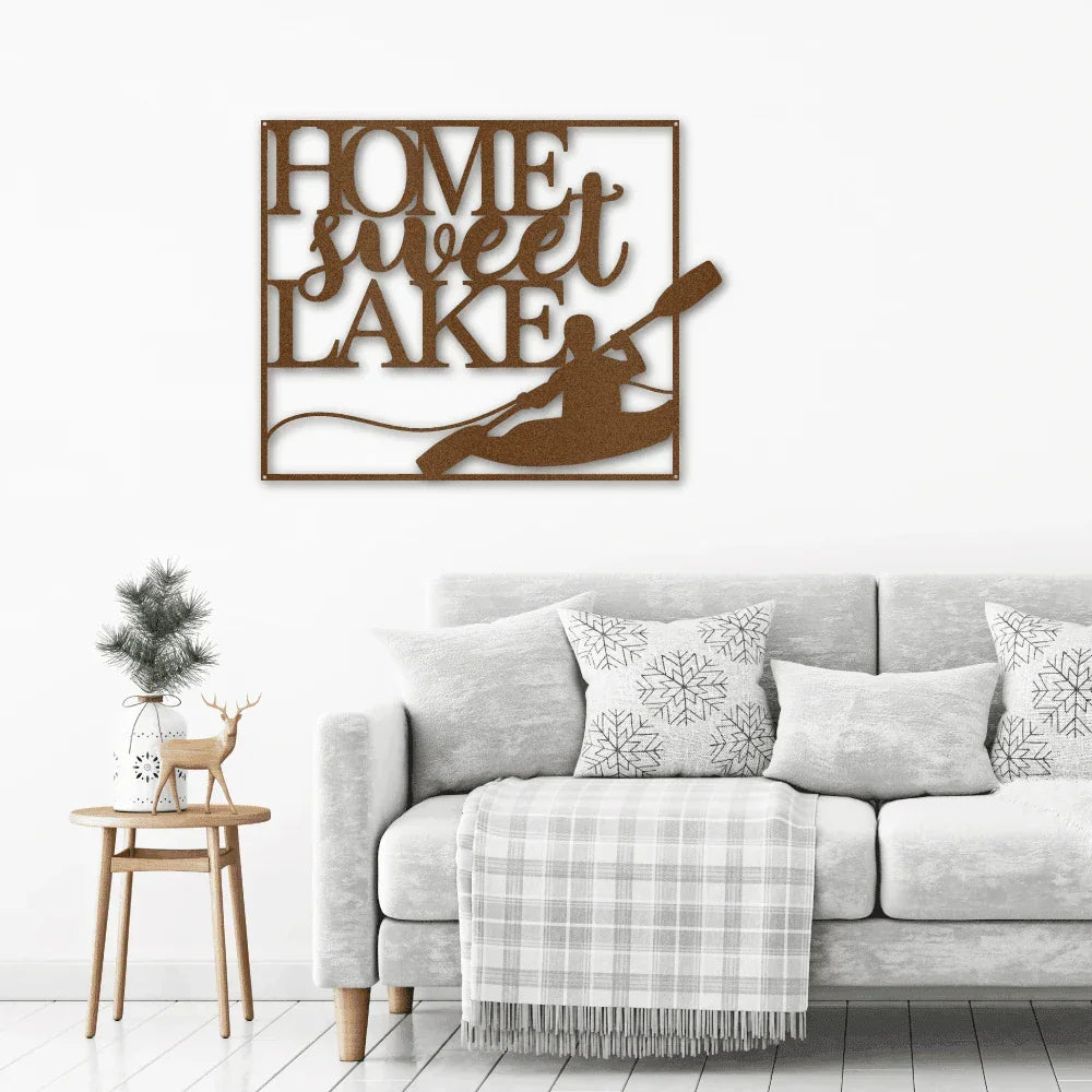 Kayaking Home Sweet Lake Indoor Outdoor Steel Wall Sign