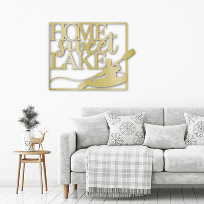 Kayaking Home Sweet Lake Indoor Outdoor Steel Wall Sign - Mallard Moon Gift Shop