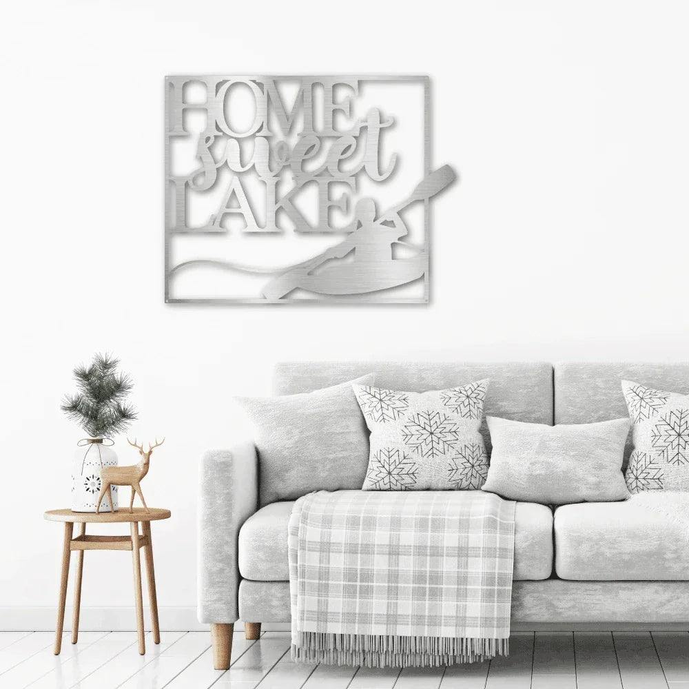 Kayaking Home Sweet Lake Indoor Outdoor Steel Wall Sign