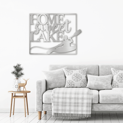 Kayaking Home Sweet Lake Indoor Outdoor Steel Wall Sign - Mallard Moon Gift Shop
