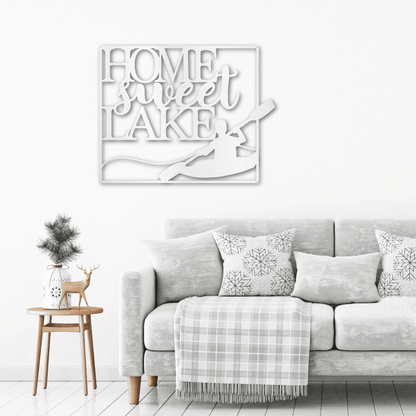 Kayaking Home Sweet Lake Indoor Outdoor Steel Wall Sign - Mallard Moon Gift Shop