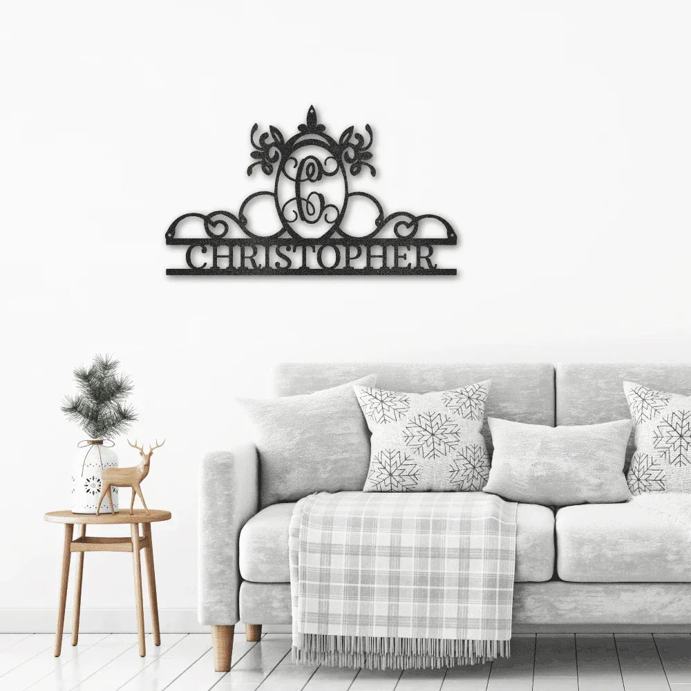 Initial and Name Custom Steel Wall Sign Metal Art