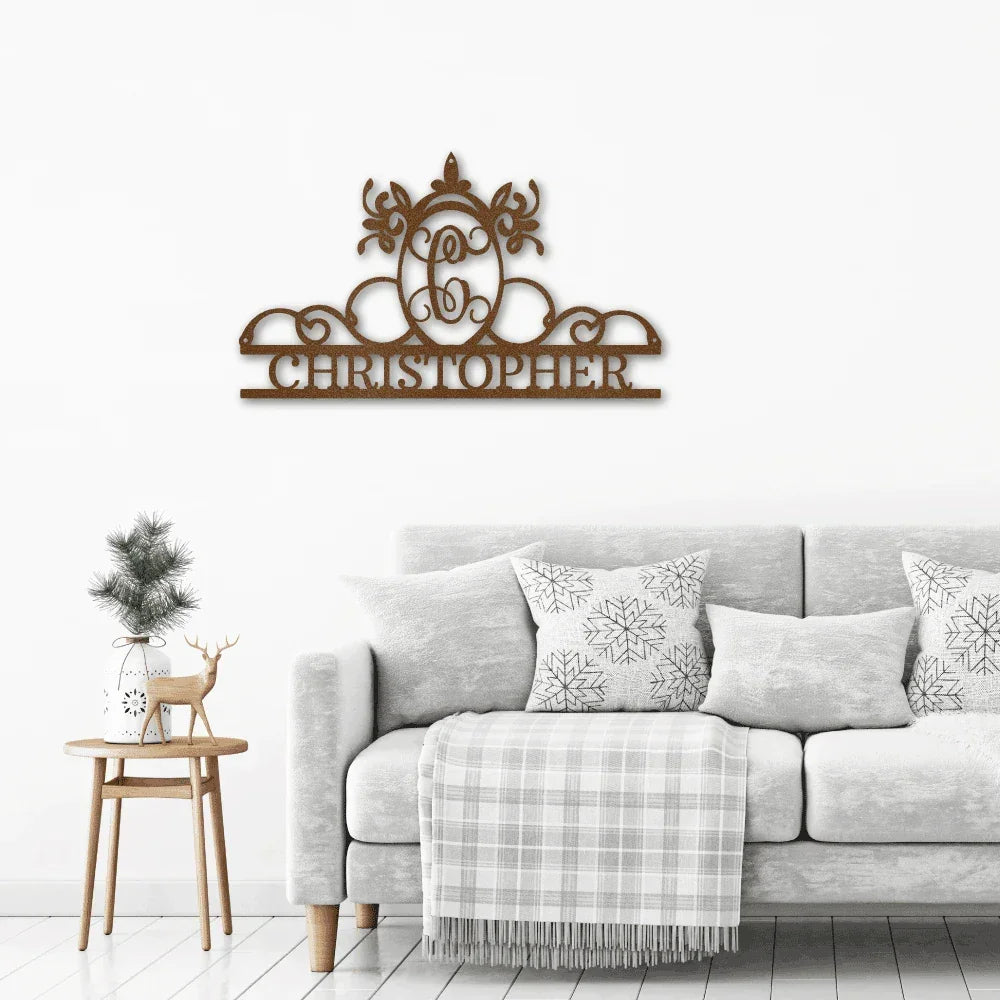 Initial and Name Custom Steel Wall Sign Metal Art