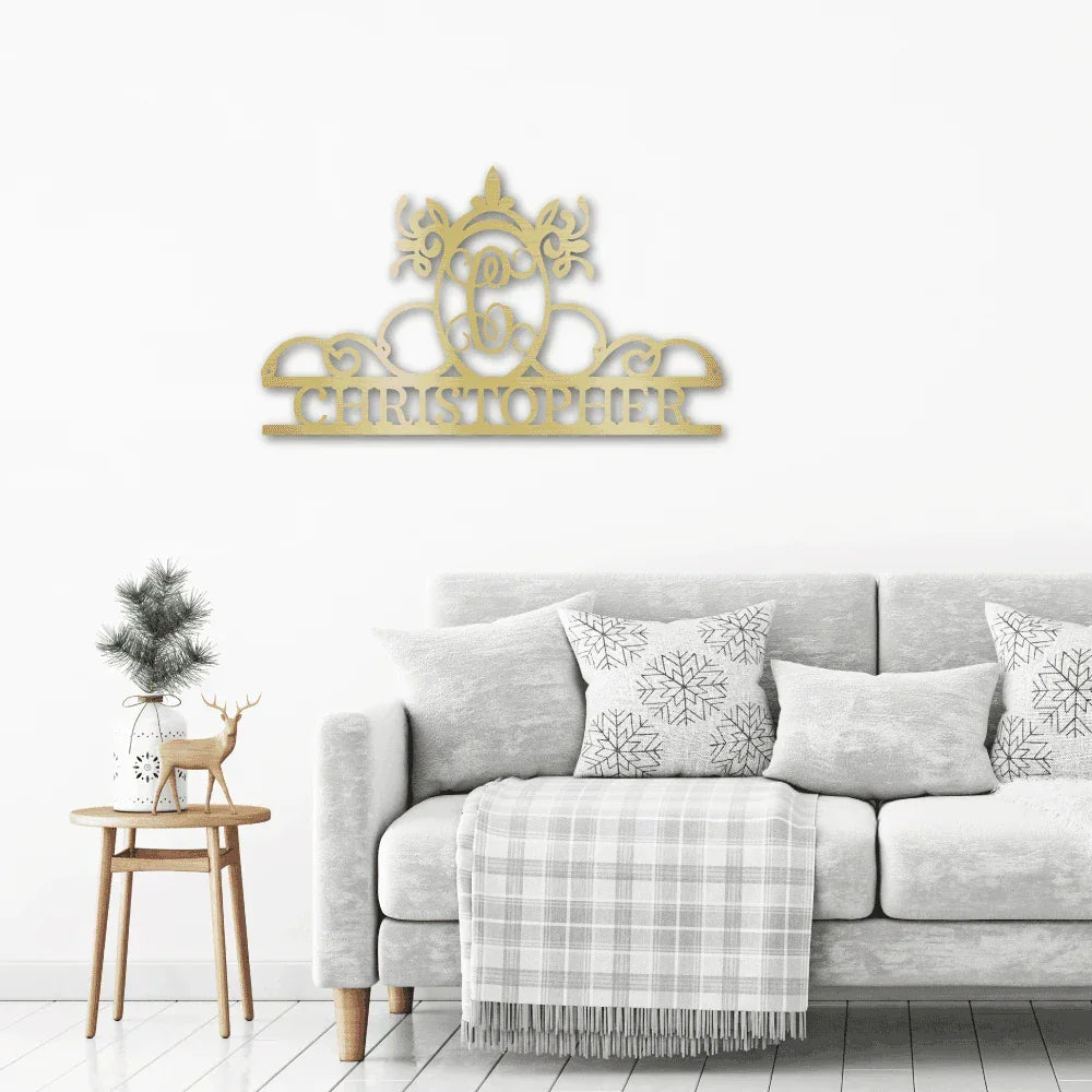 Initial and Name Custom Steel Wall Sign Metal Art