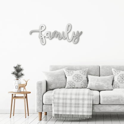 Family Script Indoor Outdoor Metal Wall Art - Mallard Moon Gift Shop