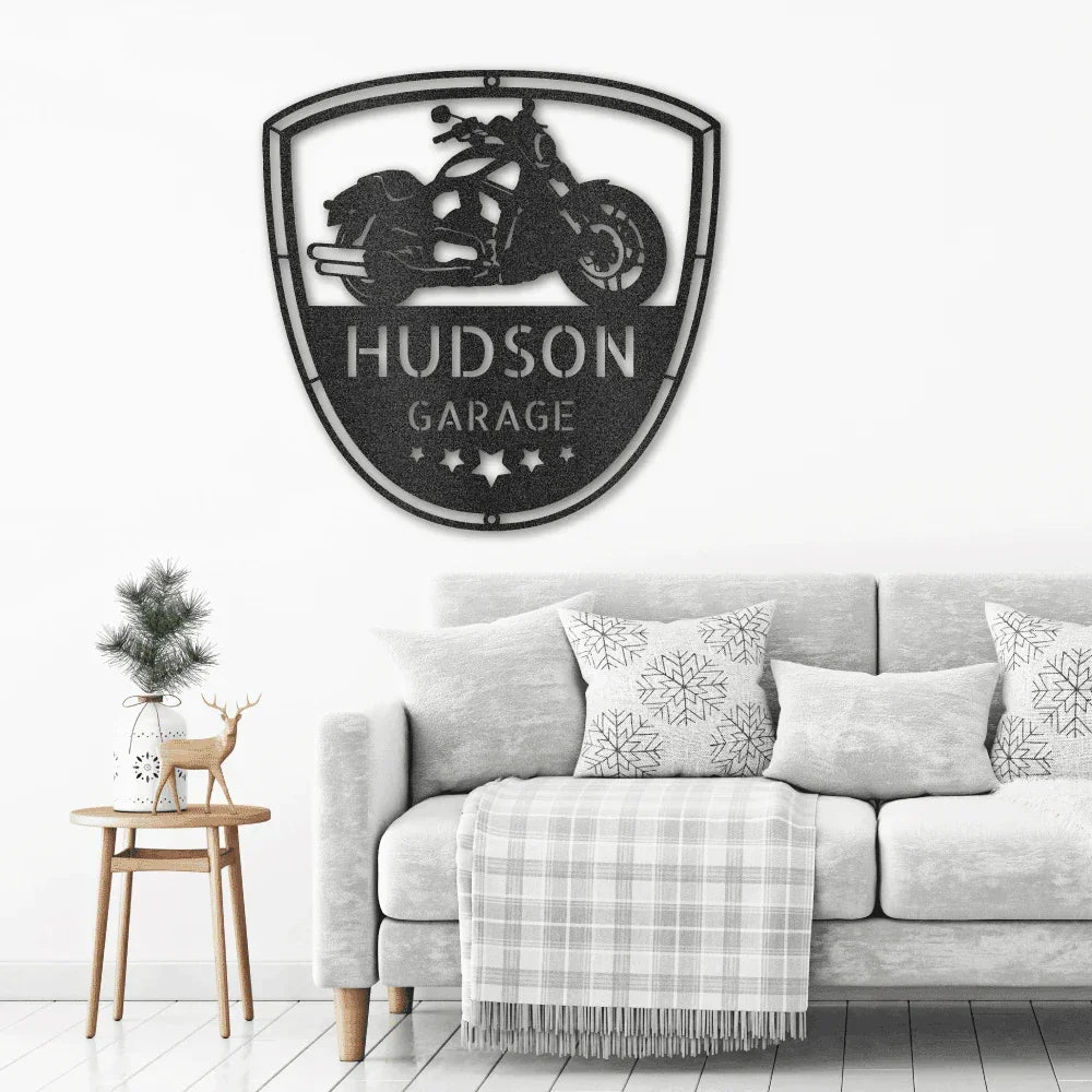 Motorcycle Biker Personalized Name Indoor Outdoor Steel Wall Sign