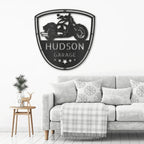 Motorcycle Biker Personalized Name Indoor Outdoor Steel Wall Sign