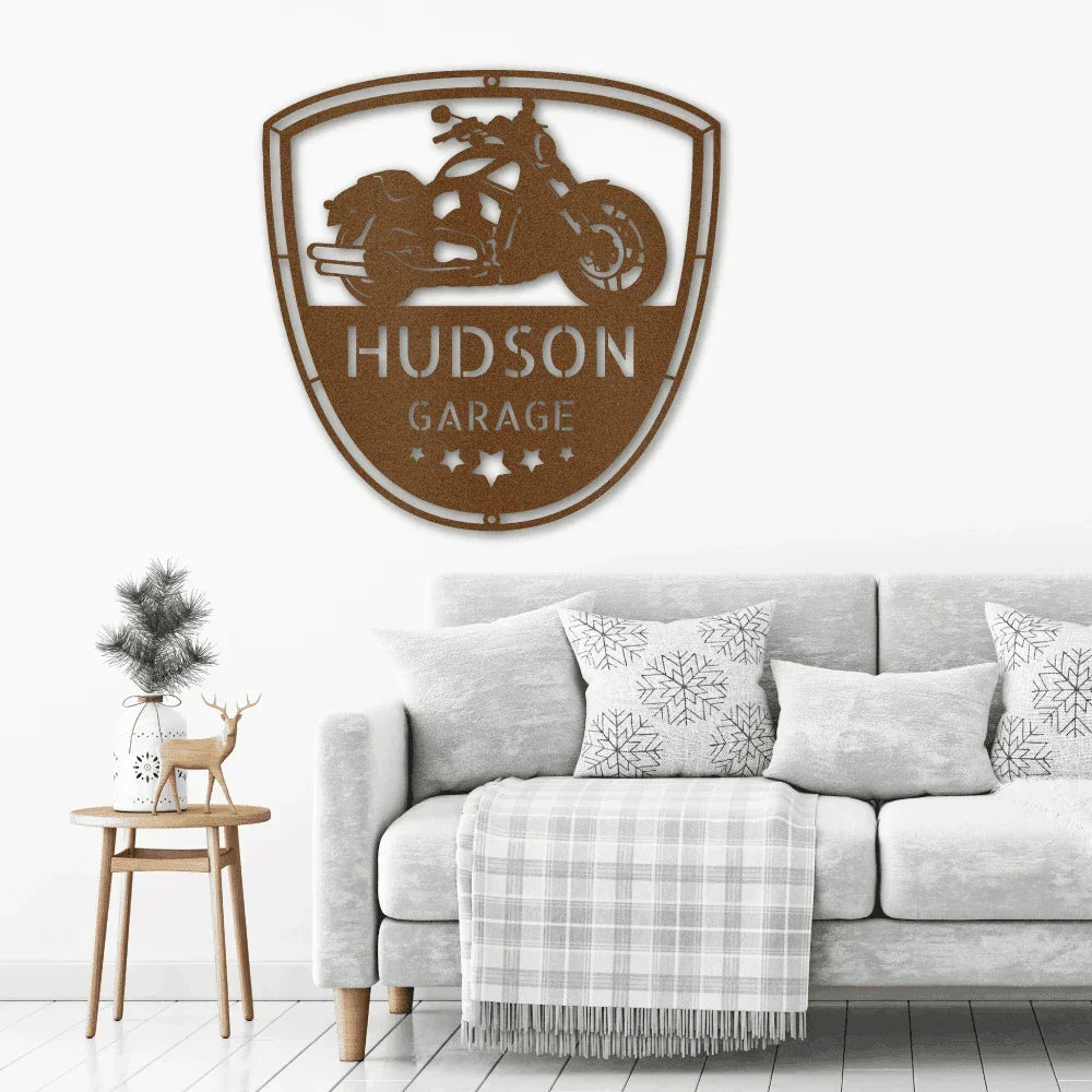 Motorcycle Biker Personalized Name Indoor Outdoor Steel Wall Sign