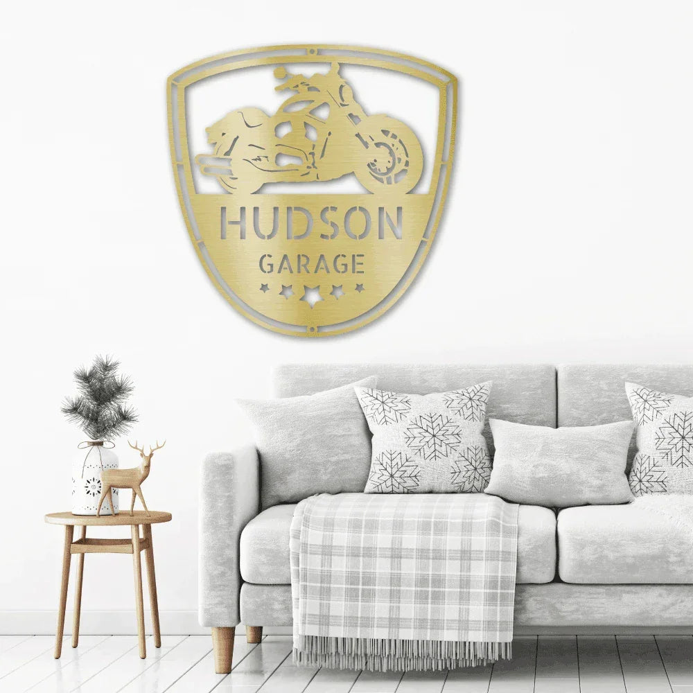 Motorcycle Biker Personalized Name Indoor Outdoor Steel Wall Sign