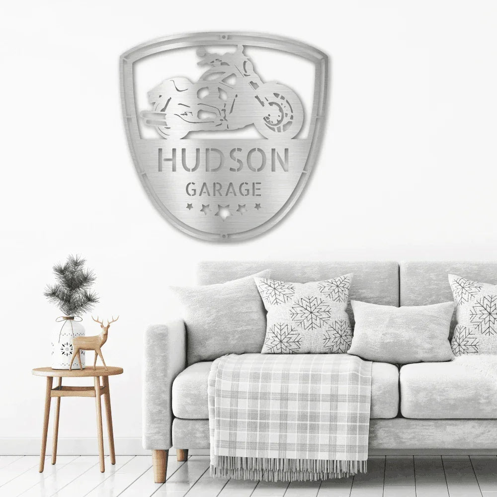 Motorcycle Biker Personalized Name Indoor Outdoor Steel Wall Sign