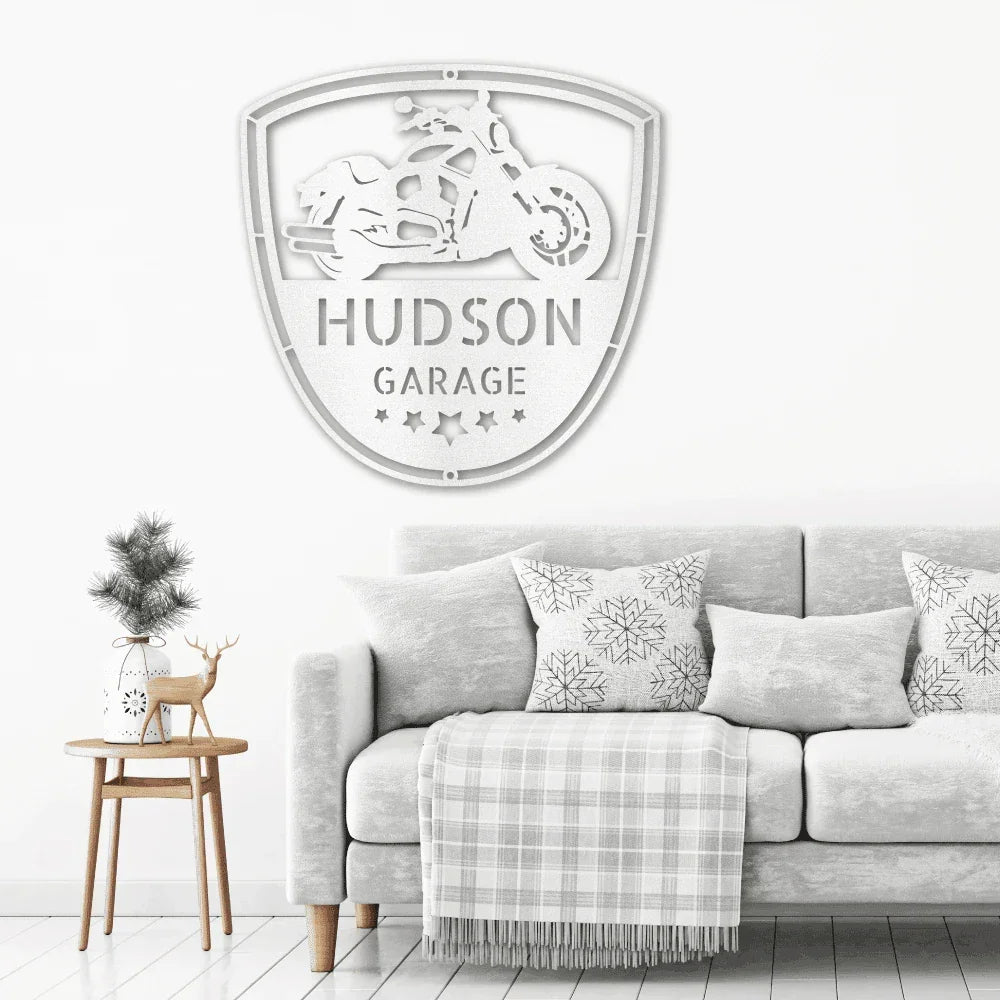 Motorcycle Biker Personalized Name Indoor Outdoor Steel Wall Sign
