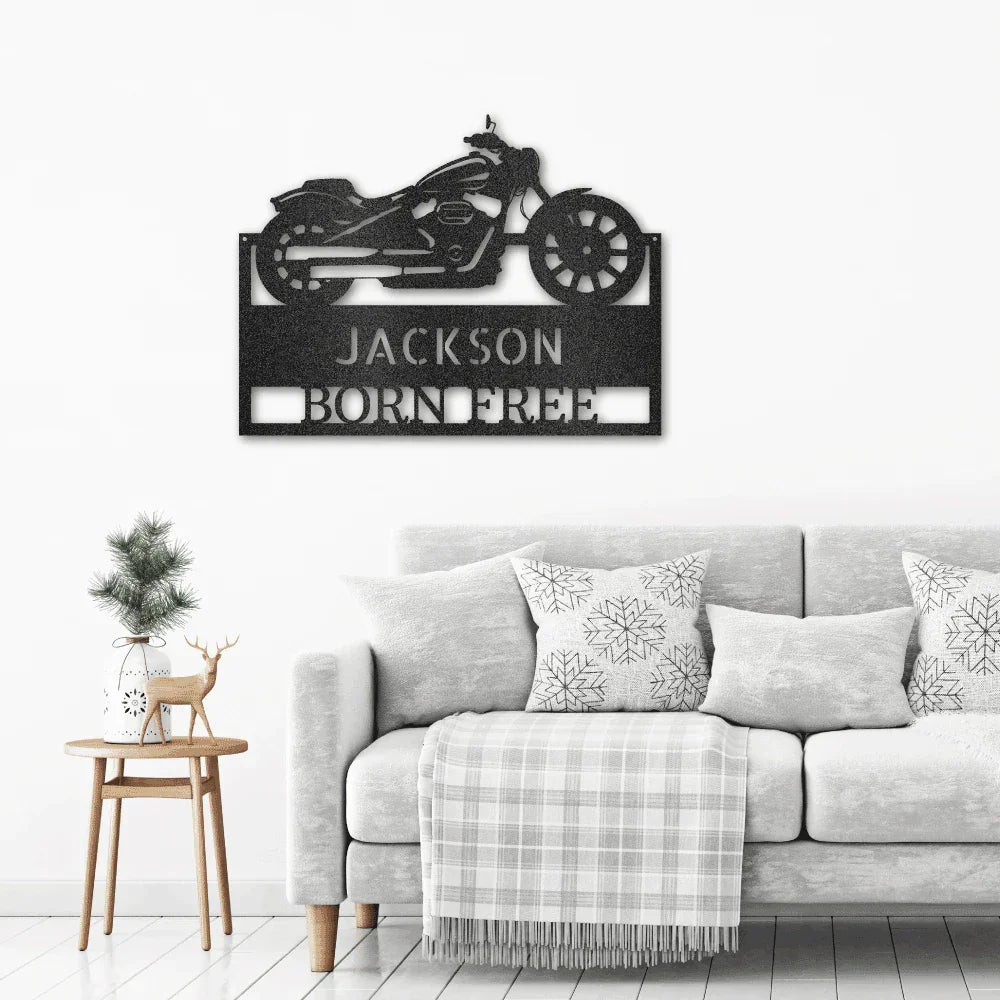 Motorcycle Shop Custom Name Indoor Outdoor Steel Wall Sign