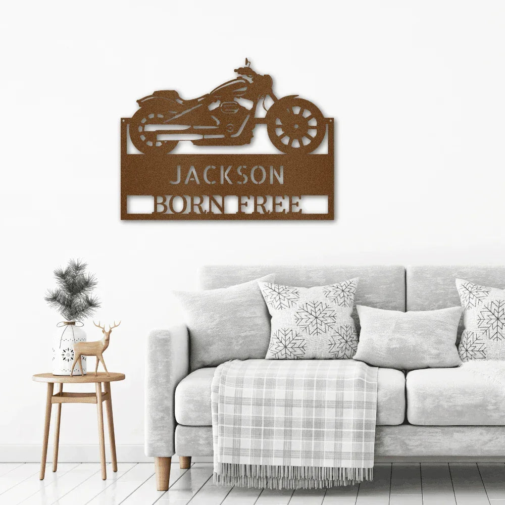Motorcycle Shop Custom Name Indoor Outdoor Steel Wall Sign