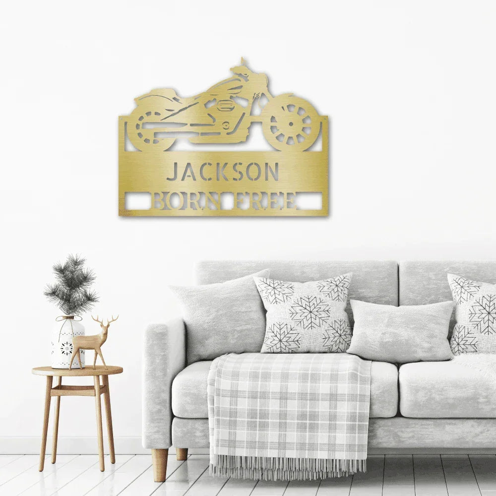 Motorcycle Shop Custom Name Indoor Outdoor Steel Wall Sign